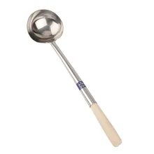 Ресторан столовой отеля шеф-повара только из нержавеющей стали, для вок ложка толстые термостойкие ручка из плотной древесины шеф-повар кулинарная ложка