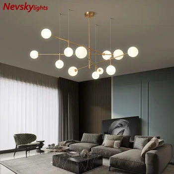 

Brass chandelier lighting dining led ceiling lamp bedroom luxury copper kitchen fixtures Modern Ceiling glass chandelier living