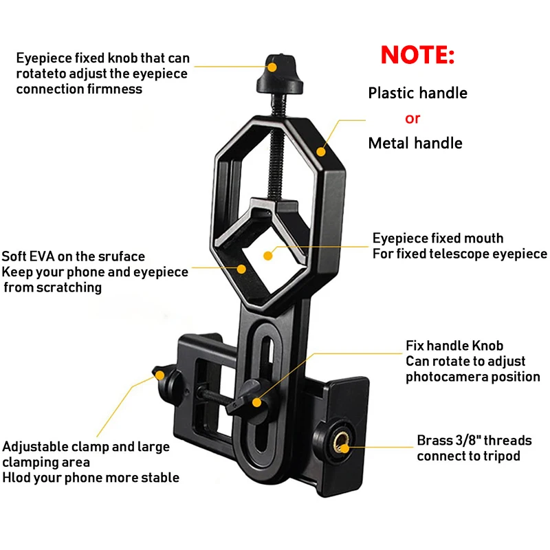 Universal Smartphone Photography Adapter For Binocular Monocular Spotting Scope Telescope Phone Support Eyepiece For D: 25-48mm 4