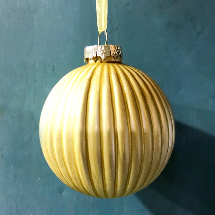 

Christmas tree decorations glass creative pendant window gift foreign trade 8cm fog gold stripe ball