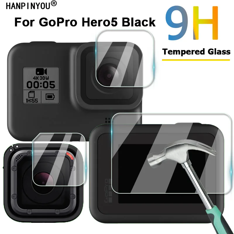 1 Set Per Gopro Hero 5 Hero5 Nero/Session Clear Ultra Slim Camera Lens + Schermo Lcd 2.5D Pellicola Protettiva In Vetro Temperato