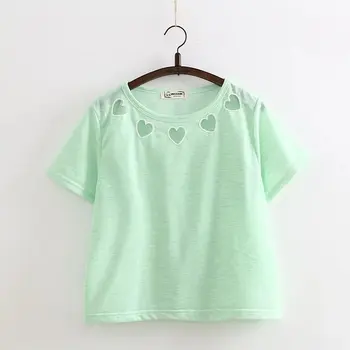 

2020 summer wear short sleeves students' loose fitting T-shirt women cartoon design body repair and regular bottoming shirt