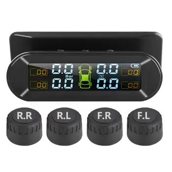 

T05 USB or Solar Charging Car TPMS Tire Pressure Monitoring System HD Digital LCD Display Alarm with 4 Sensor