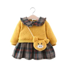 Детское плотное платье в клетку; ; зимние детские платья