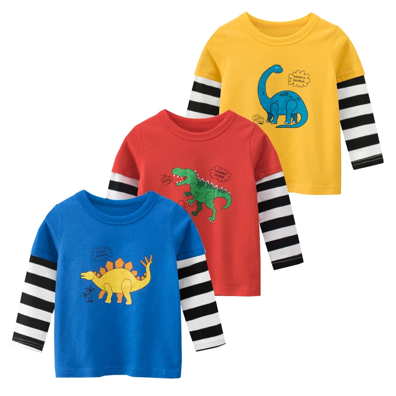 

Patchwork Long Sleeve Boys Tshirt Cotton Summer Toddler Tops Fall Clothes For Kids Children Clothes
