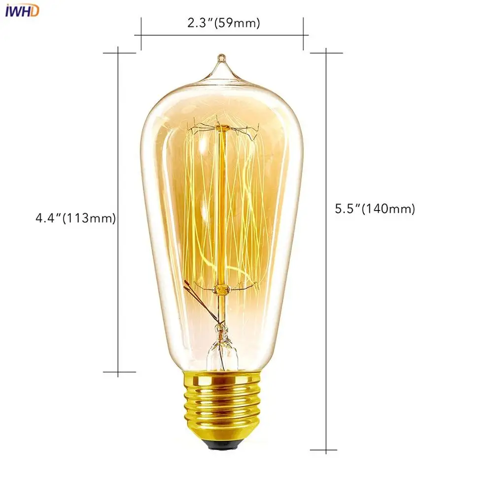 ST58 IWHD A19 ST58 40 Вт Ampul Edison светильник E27 220 В Лофт промышленный Декор Lampara Ретро винтажная лампа ампула Bombilla Gloeilamp - Цвет: ST58
