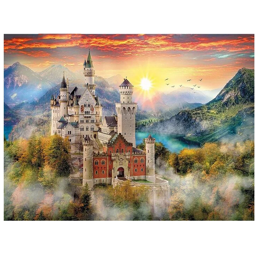 

Castle DIY Diamond painting cross stitch kits 5d Diamond embroidery natural scenery full square round 3D mosaic painting AA610