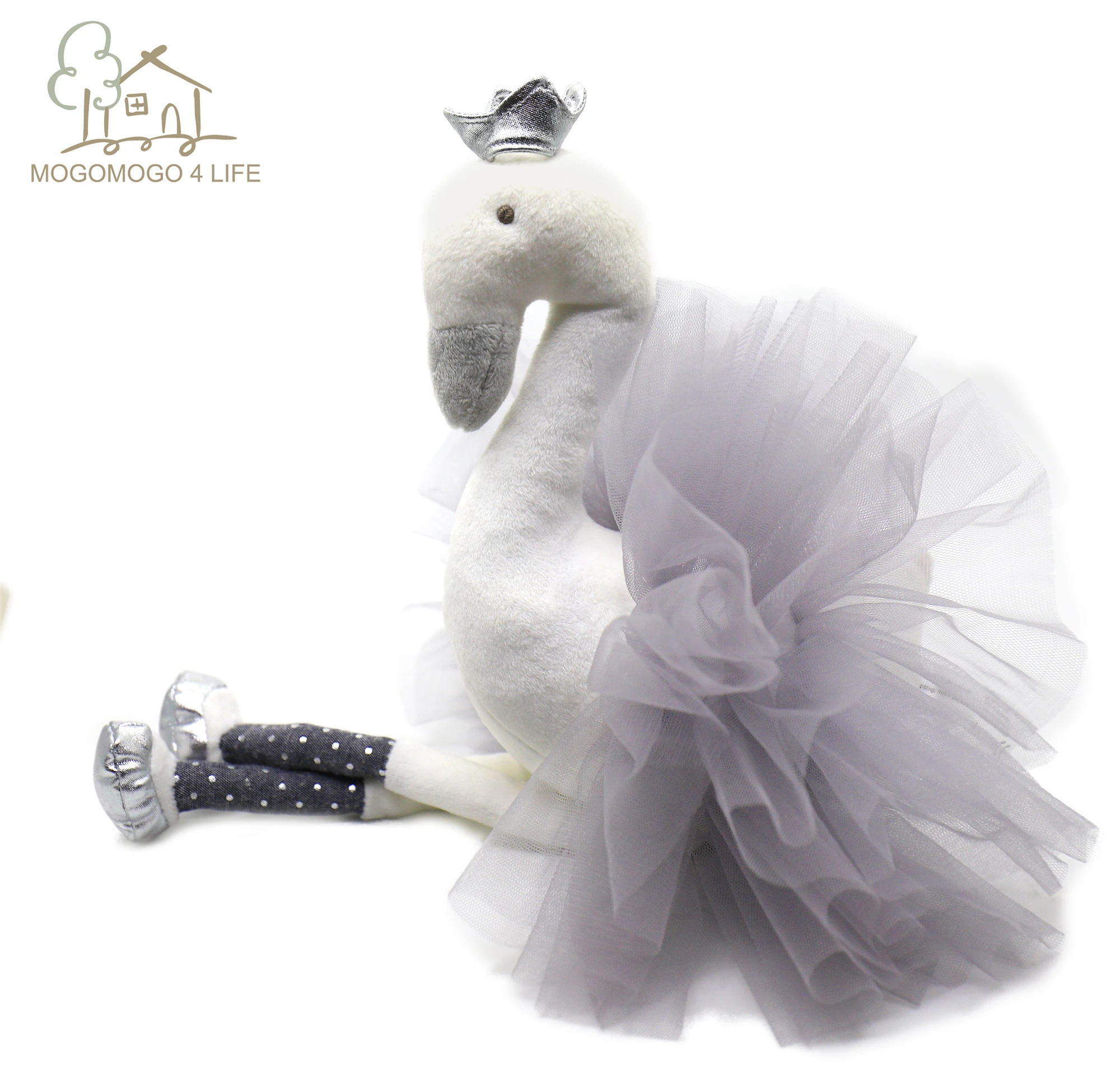 Роскошный благородный белый одет Лебедь плюшевые игрушки в Туту с серебряной короной лучший подарок на день Святого Валентина Фламинго чучело кукла-птичка