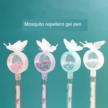 

Can Mosquito Repellent Gel Pen Cartoon Butterfly Gel-Ink Anti-mosquito Sequined Signature Pen Kawaii Magical Pen Writing Tool