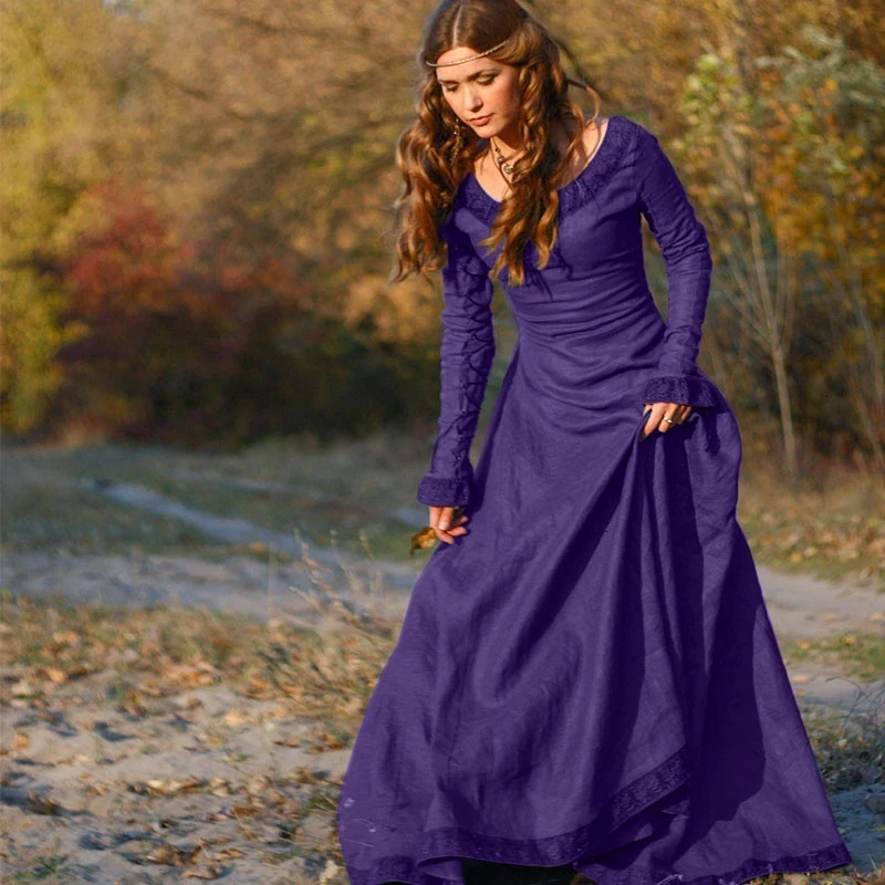 Осеннее праздничное платье с длинными рукавами, круглым вырезом и круглым вырезом для девочек на День святого Валентина сатиновое вечернее платье длиной до пола Abendkleider - Цвет: purple