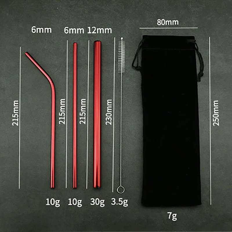 Красочная многоразовая Питьевая соломинка высокого качества из нержавеющей стали металлическая прочная изогнутая прямая соломинка для напитков с чистящей щеткой для кружки