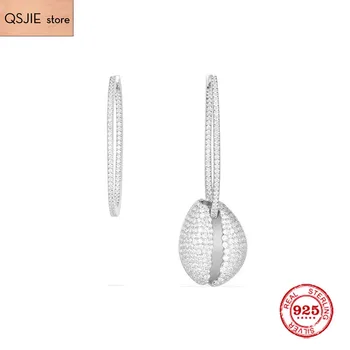 

Fashion Charm Sterling Silver Copy 1:1 Copy,Asymmetric Silver 'Seashell' Earrings Women Monaco Luxury Jewelry Gift