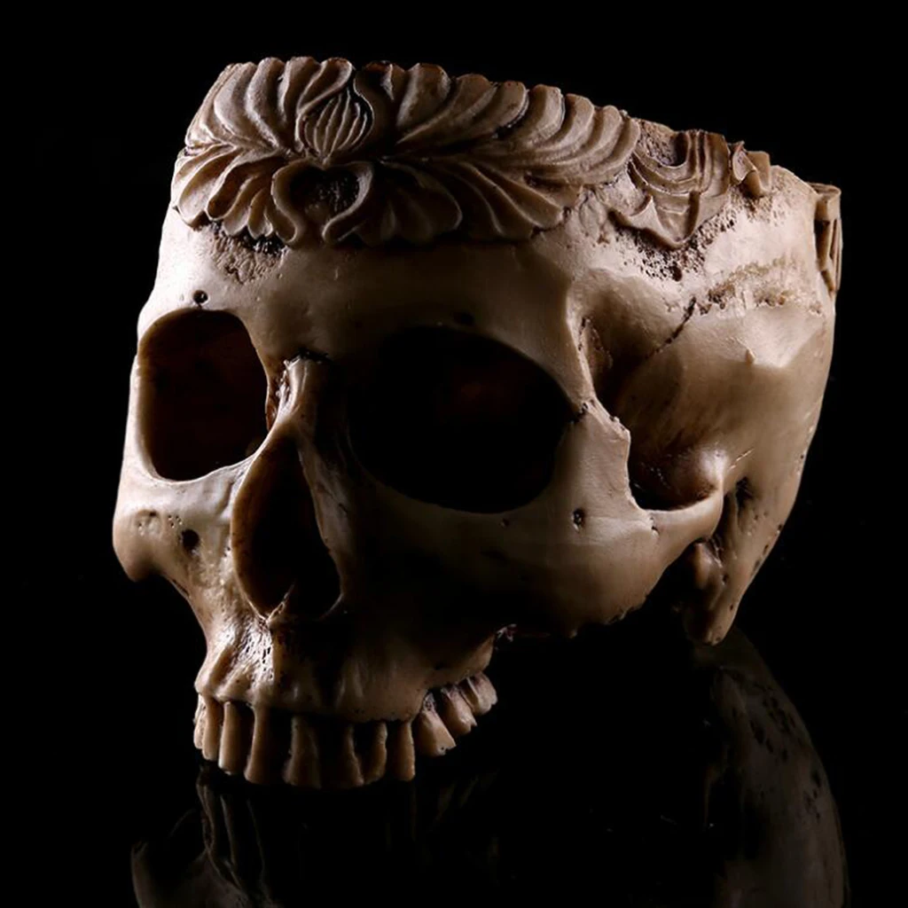 Resin Skull Head Shped Flower Pot Halloween Scene Decoration 