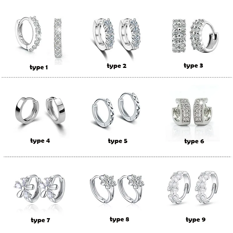 Новые модные простые серьги-кольца, серьги-гвоздики с 925 пробы кристаллами, циркониевые сережки, серебряные серьги-гвоздики для женщин, женские ювелирные изделия