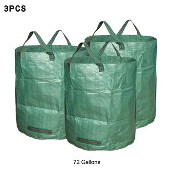 

3PCS Gardening Garbage Bags Reusable Fallen Leaves Storage Bags Green Bags Patio Household Tools 72 Gallons Larger Capacity