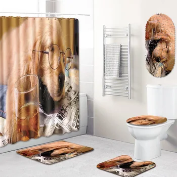 

Shower Curtain Bathroom Mat Combination Five-Piece Set Toilet Carpet Shower Room Mat Mat