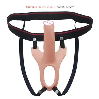 APHRODISIA Remote Control Hollow Strapon Dildo Vibrator for Men, Gay Male Penis Extension Vibrating Strap on Dildo with Harness 4