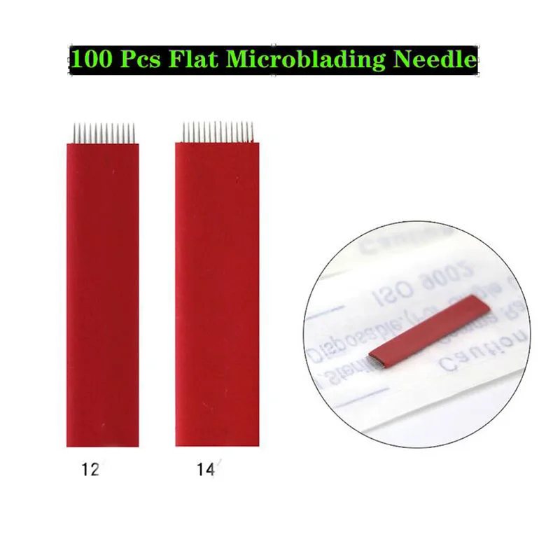 100pcs Microblading Needles Flat 12 Pins Manual Fog Eyebrow Tattoo Needle Shading Semi Permanent Makeup Embroidery Blade | Красота и