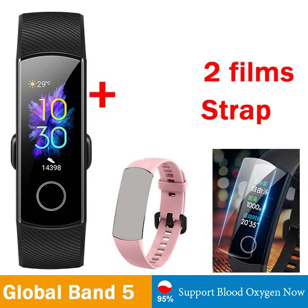 G band5 n 2f n pink Умный Браслет huawei Honor Band 5, 0,95 дюймов, трекер, умный OLED, для плавания, водонепроницаемый, Bluetooth, фитнес-трекер, сенсорный экран - Цвет: G band5 n 2f n pink