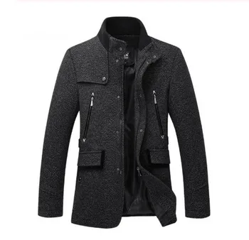 

Spring Autumn Wool Jacket Men Casual Coat Slim Fit Jackets Fashion Outerwear Man Jacket Overcoat Pea Coat Plus Size Coat