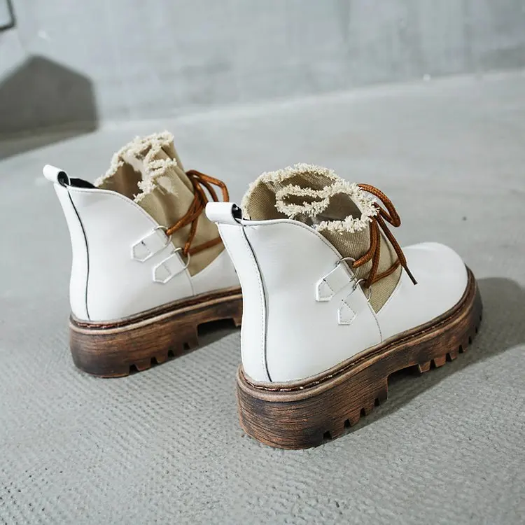 Winter Women ankle Martin boots women Casual lace-up mid heels platform Round Toe Comfort warm snow boots women shoes mujer X830