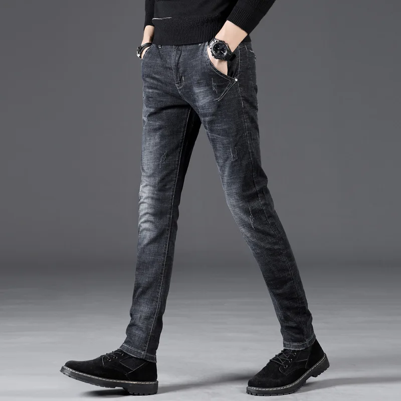 Стиль, мужские джинсы, Молодежные обтягивающие облегающие мужские джинсовые брюки, эластичные джинсы, мужские трендовые