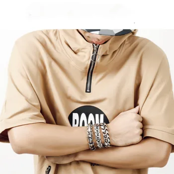 

New Titanium Steel Bracelets Hip Hop Punk Rock 14/15/17MM Wide Chain Bracelet Mens Biker Massive Jewelry For Men Best Friends