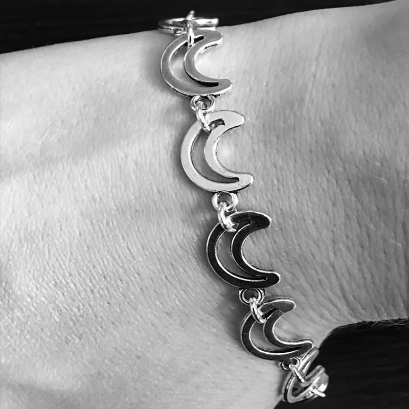 Ankh charm bracelet Pentagram pagan bracelet Crescent moon bracelet. - Image 4