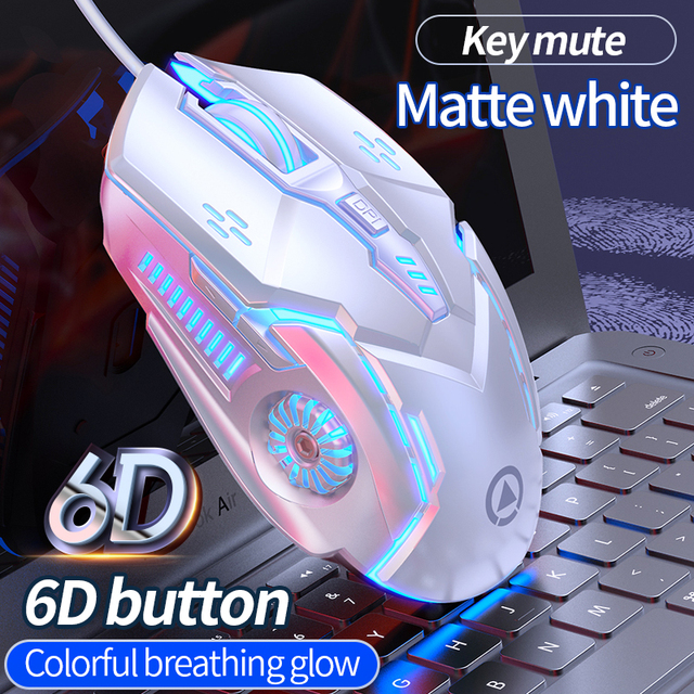 Gaming Mouse Wired Silent Competitive Wheel Mechanical  Mode Game 6 Key 4DPI Colorful Lamp Mause For Laptop Computer Office
