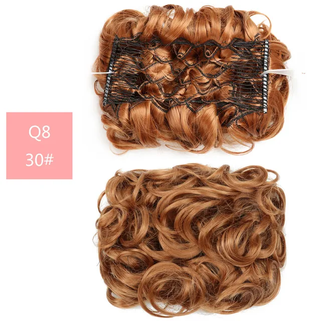 Synthetic Curly Elastic Band Chignon Plastic Comb Clips in Hair Extension Hair Bun Updo Cover Hairpieces Hair Accessories Q8 30