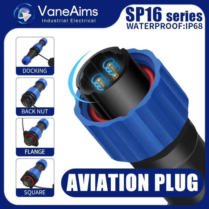 Waterproof connector SP16-2/3/4/5/6/7/8/9 pin plastic aviation socket plug wire terminal block welding type | Обустройство дома