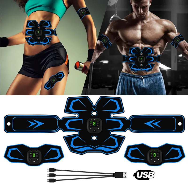 

Body Abdominal Muscle Stimulator Trainer Massage Effective Fat Burning Easy Operate Home Fitness Gym Belt Exercise USB Charging