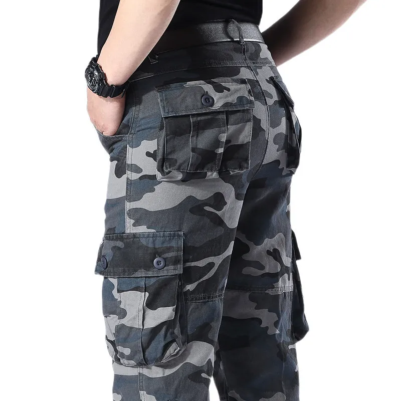 Men Cargo Pants Combat Military Work Overalls Straight Tactical Pants Multi-Pocket Baggy Casual Cotton Slacks cargo pants cotton work pants military cargo pants men casual pants