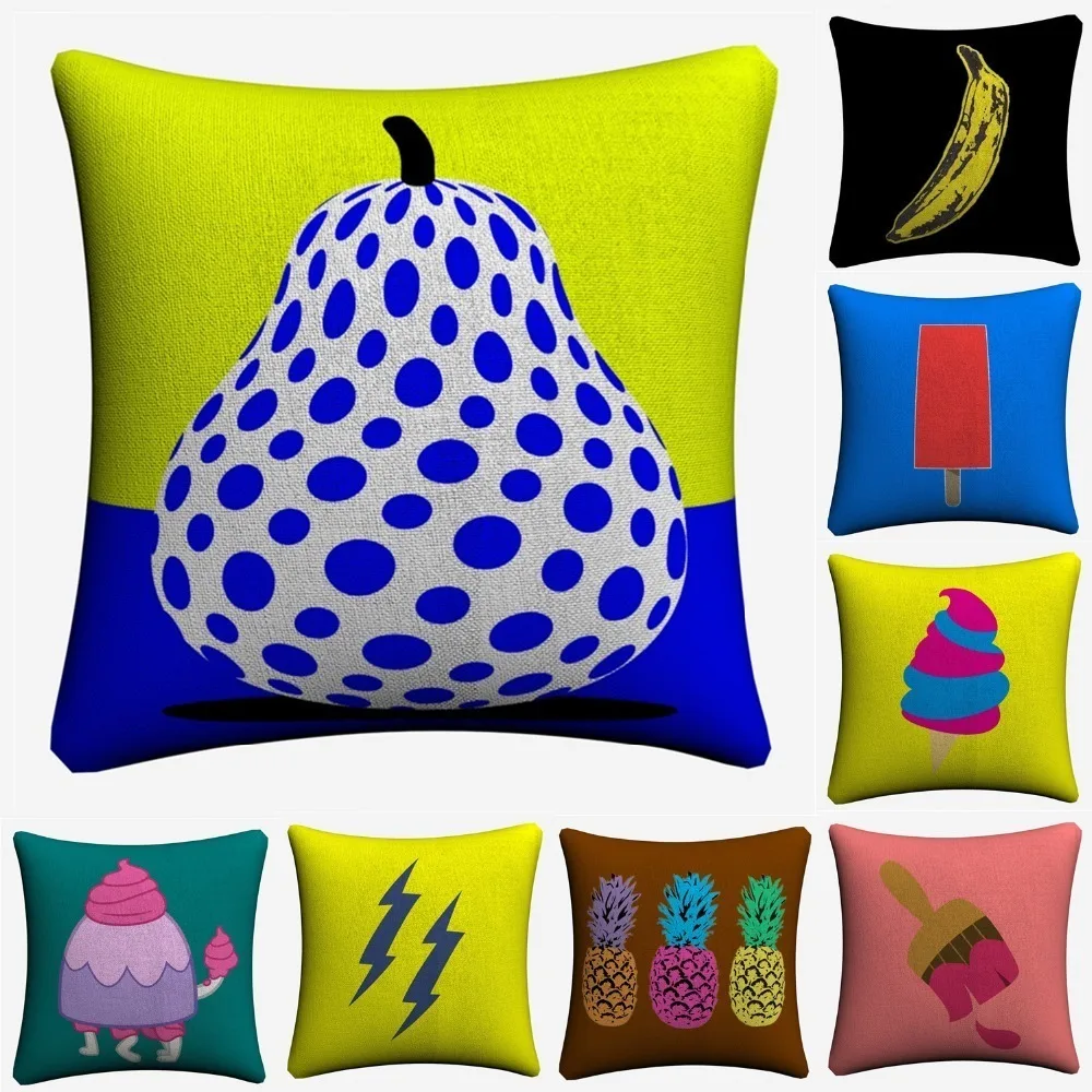 

Fruit Minimalist Pop Art Design Decorative Cotton Linen Cushion Cover 45x45cm Throw Pillow Case For Sofa Home Decor Almofada