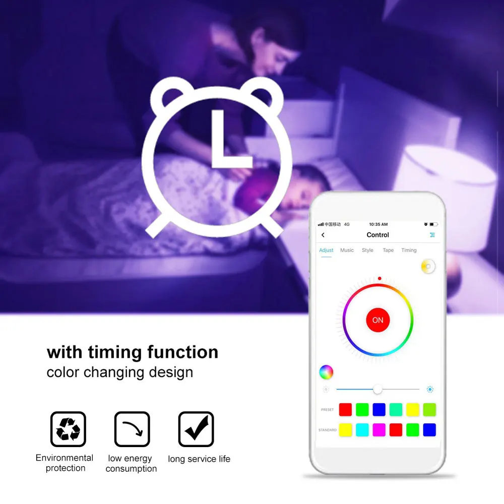 E27 B22 E14 E26 WIFI Smart Bulb 10W RGBW Wireless Intelligent Dimmable LED Lamp App Control Alexa Google Assistant Timing Home