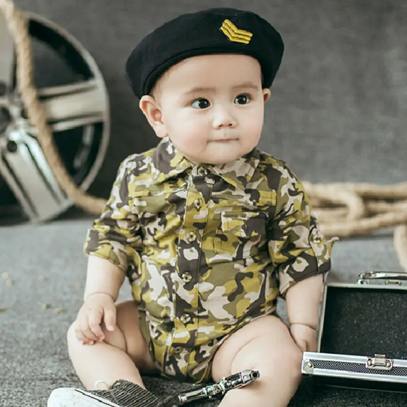 Hermoso uniforme de camuflaje militar de imitación recién nacido bebé niño  niña botón mono de cuerpo entero conjuntos de ropa|Bodis| - AliExpress