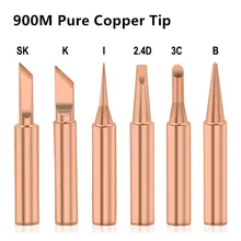 Puntas de soldadura de cobre puro, serie 900M-T, puntas de soldadura de hierro sin plomo, cabezal de soldadura, herramienta de soldadura, 6 uds.