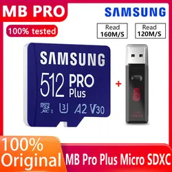 SAMSUNG tarjeta de memoria MicroSD/TF ProPlus, 128/256/512GB, U3 V30, lectura de 160 MB/s, escritura de 120 MB/s, consola de juegos de alta velocidad