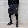 Fake Two Piece Hip Hop Cargo Pants Men‘s Embroidery Drawstring Joggers Ribbon Multi Pockets Techwear Harem Pants 4