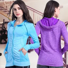 Стиль Весна и осень одежда для йоги пальто с капюшоном Женская быстросохнущая облегающая верхняя одежда с длинными рукавами на молнии Спортивная одежда для фитнеса