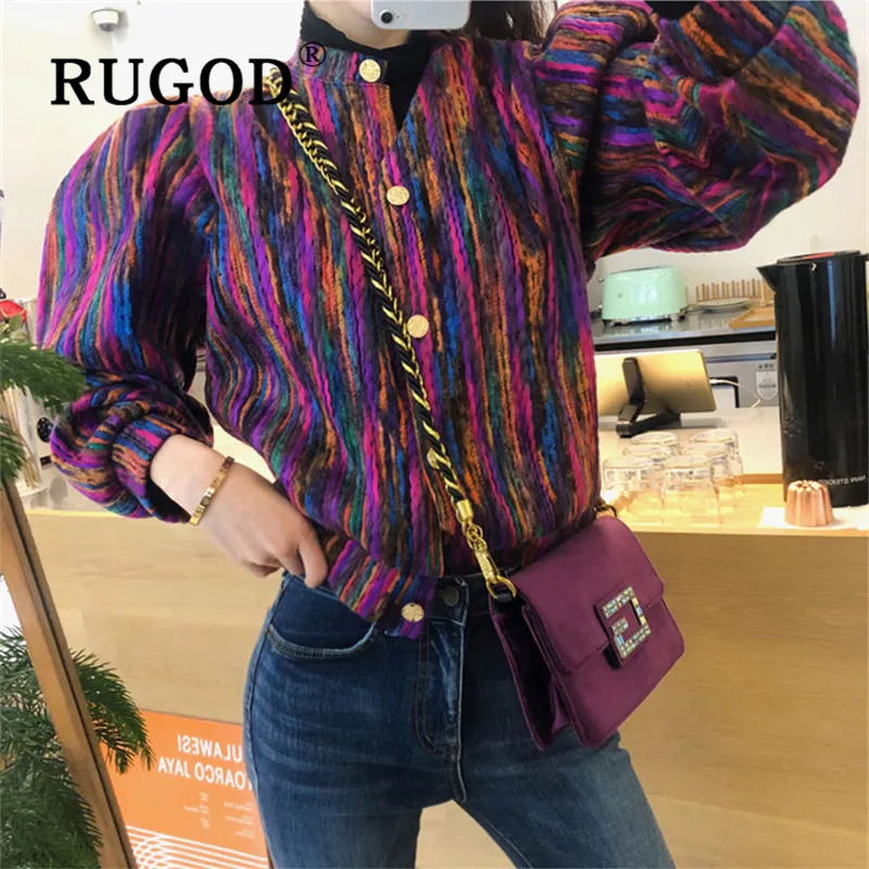 RUGOD/Новинка 2019 года Зимний толстый шикарный женский свитер кардиган с круглым