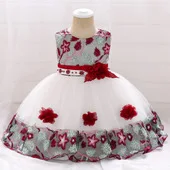 Europe And America GIRL'S Gown Sequin Lace Baby Photography Wedding Dress INS a Year of Age Wash Formal Dress Children Flower Gi