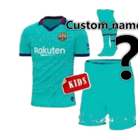 19, 20 Детский комплект, Barcaed Jersey soccer La Liga, детский костюм+ носки, MESSI GRIEZMANN F. DE JONG COUTINHO, barelonaea, Детская рубашка - Цвет: kids