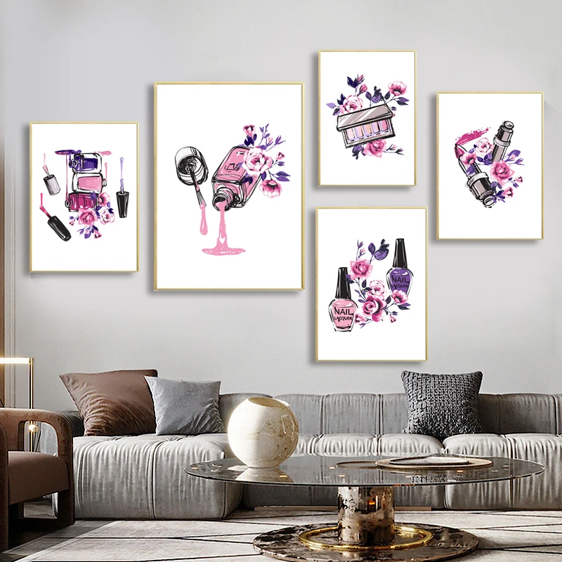 Скандинавская Мода косметика печать постер для девушек дизайн ногтей