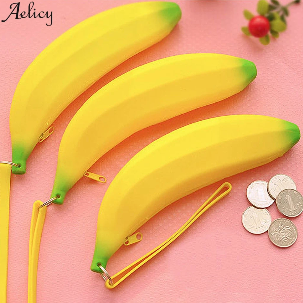 Aelicy Кошелек для монет в форме банана студенческий милый силиконовый