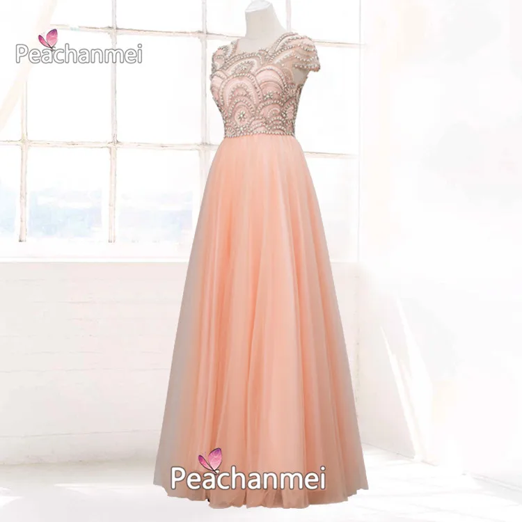 Real Photos Capped Sleeves Long Formal Evening Dress A Line Robe De Soiree Prom Dresses Tulle Sequins Military Sexy Ball Gowns