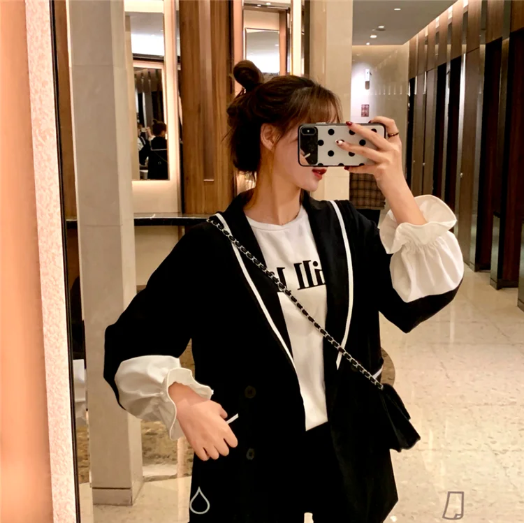 Hongkong стиль женские блейзеры и куртки шикарные Chaqueta Mujer Большие размеры прошитый Блейзер Feminina женские куртки