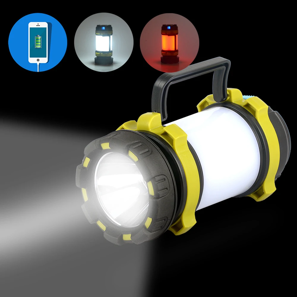 Multifunction Portable LED Camping Lantern USB 3000mAh Power Bank Super Bright Flashlight Dimmable 