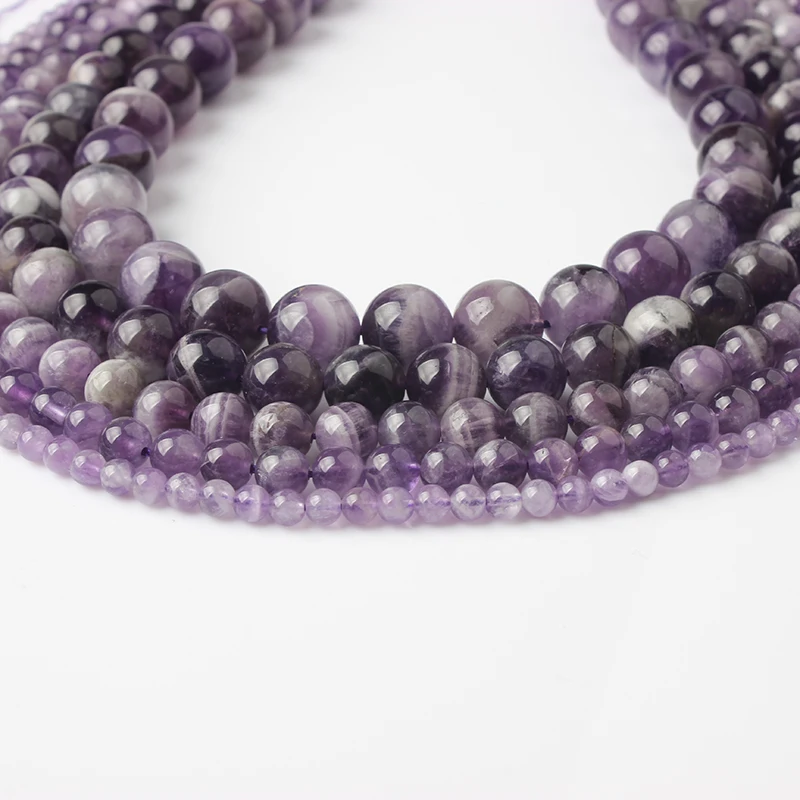 LanLi модные натуральные ювелирные изделия аметисты камни свободные бусины 4 6 8 10 12 мм DIY браслет ожерелье аксессуары