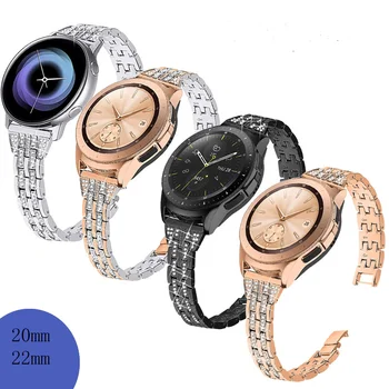 

Diamond Metal Stainless Steel Band for Samsung Galaxy Watch 20mm Strap for Gear S3 Frontier/Galaxy Watch Active 22mm Bling Link